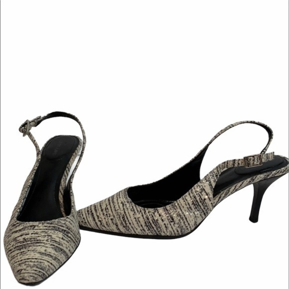 Calvin Klein White & Black Slingback Heels